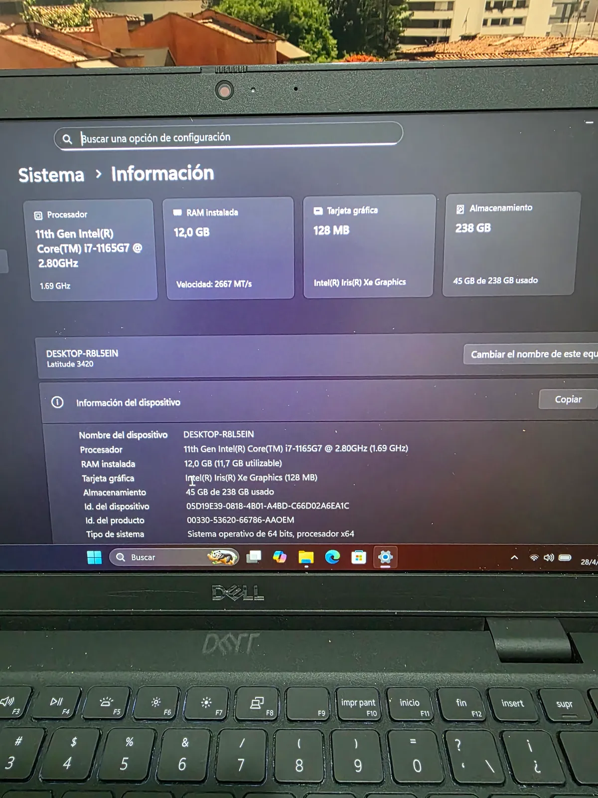 Miniatura Dell, i7 11th, 12gb Ram, 256gb SSD, 14", Teclado Retroiluminado
